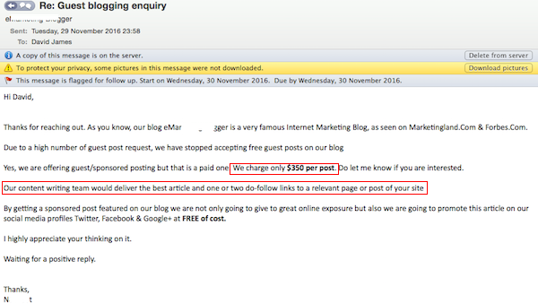 Guest blogging enquiry reply
