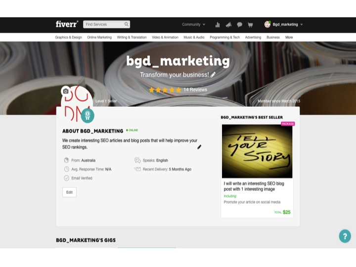 Fiverr Profile