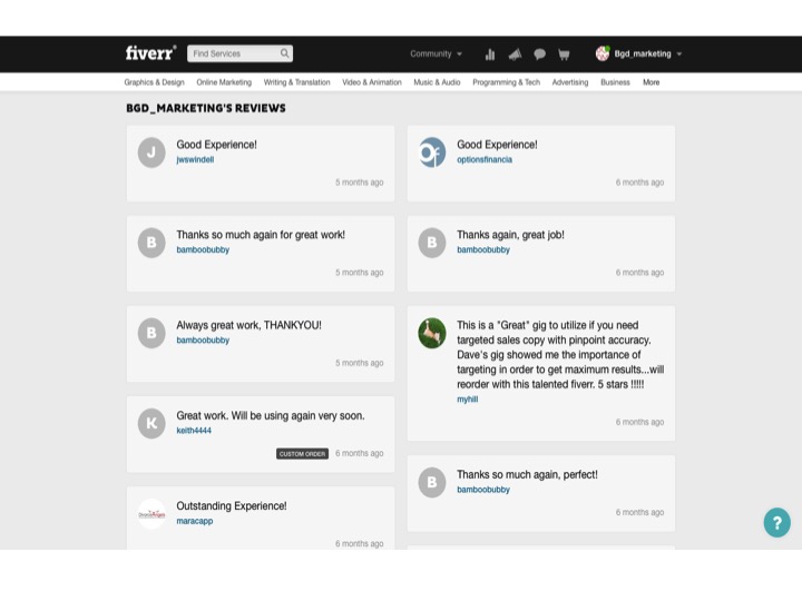 Fiverr reviews